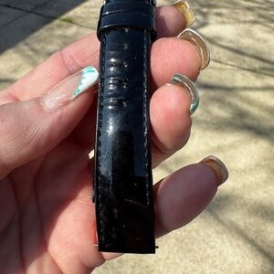 Michele Black Leather Watch Strap. Watch band size 18